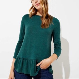 LOFT Textured Long Sleeve Peplum Tee